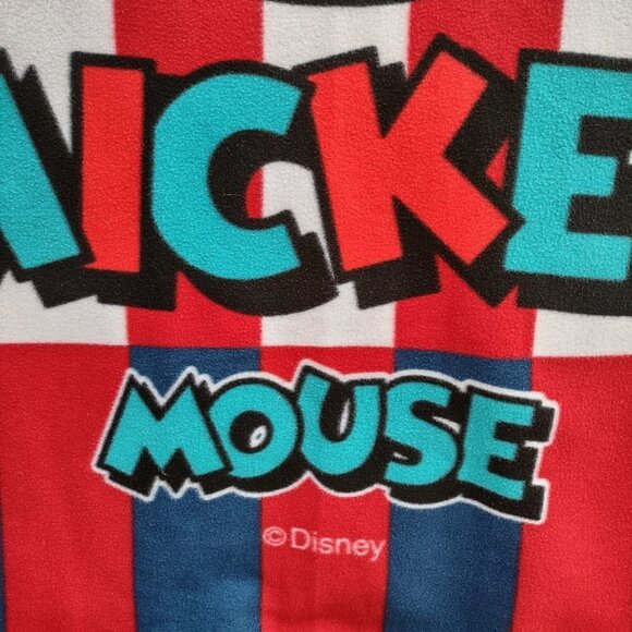 Vintage Disney Mickey Mouse Fleece Throw Blanket  47" x 58"  Carnival Stripe - Picture 3 of 9